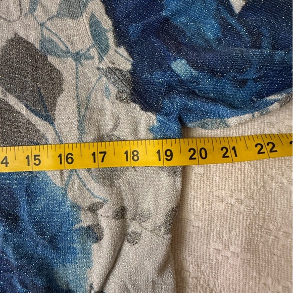 Alfred Dunner Gray and Blue Floral Blouse - Picture 5 of 5